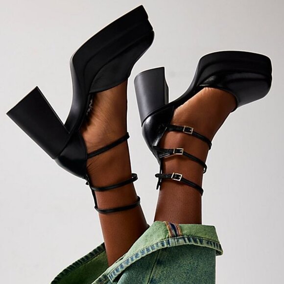 Free People Fp Collection - Brooke Buckle Mary Jane Platforms NEW Size 9.5 - Picture 2 of 10